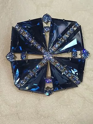 VINTAGE~2  Juliana D&E Blue Rhinestone Silver Tone Brooch-1950s Glamour • $49.99