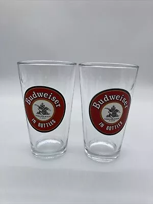 2 Vintage Budweiser In Bottles Pint Beer Glasses ANHEUSER-BUSH St. Louis • $18.20