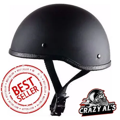 REAL Crazy Al's WORLD'S SMALLEST LIGHTEST SOA Style DOT Flat Black Half Helmet • $97.46
