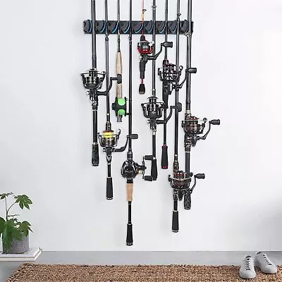 Fishing Rod Holder PLUSINNO Vertical Wall Mounted Fishing Rod Rack Pole • $39.99