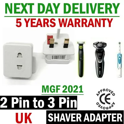 £2.70 • Buy NEW ADAPTOR PLUG Shaver Toothbrush Epilator Travel  2 Pin To UK 3 Pin Fused.240v