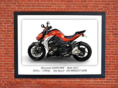 Kawasaki Z1000 DDF Motorcycle Poster A3 Size Photographic Paper • £9.99