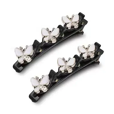 £1.76 • Buy Sparkling Crystal Stone Braided Hair Clips, Double Bangs Hair Clips Gifts