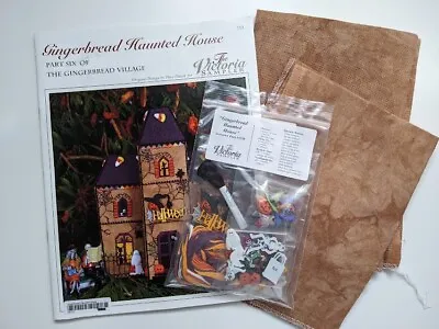 The Victoria Sampler  #153  Gingerbread Haunted House + Linen + Accessory Pack • $399