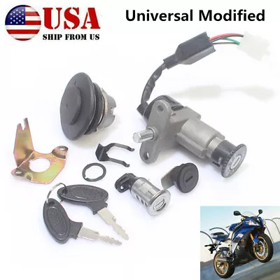 Universal Refit Motorcycle Scooter Fuel Gas Cap Ignition Switch Key Seat Lock US • $39.99