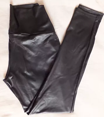 Mint Velvet M Black Wet Look Faux Leather Leggings - Size Medium - High Waist • $18.65