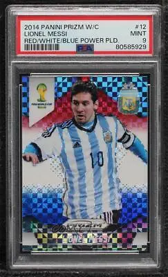 2014 Panini Prizm World Cup Red White & Blue Power Plaid Lionel Messi PSA 9 MINT • $225.60