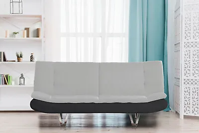 Fabric Sofa Bed 3 Seater - Charcoal Grey & White Chrome Legs • £184.99