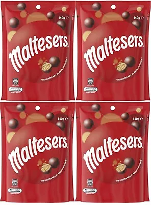 4 Packs Maltesers Milk Chocolate Crunchy Balls Pouch 140g Each • $29.96