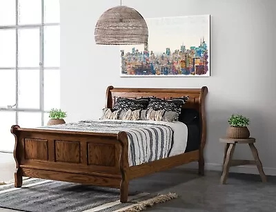 Amish Traditional Classic Sleigh Panel Bed Solid Wood King Queen Full Twin • $2049