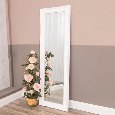 White Tall Ornate Mirror Wall Full Length Hallway Bedroom Hallway 147 X 47cm • £31