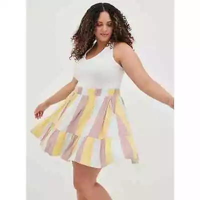 Torrid Mini Super Soft Circle Skirt 4X Tiered Stripe Print Pull On Stretch 4X • $23.99