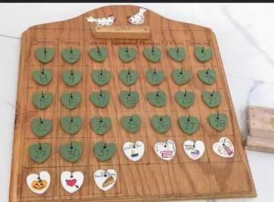 Vintage Wooden Wall Hanging Perpetual Calendar Chickens Hand Painted USA Made • $35