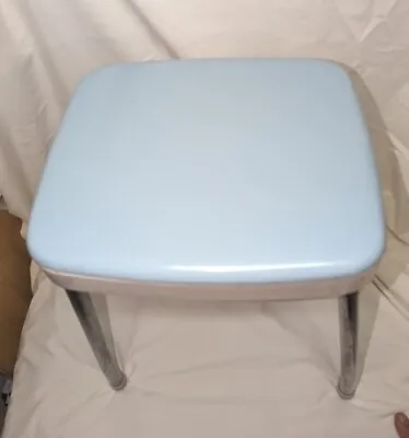 Vintage Original 1950's Retro  Metal COSCO Products Blue Padded Foot Stool Chair • $44.88