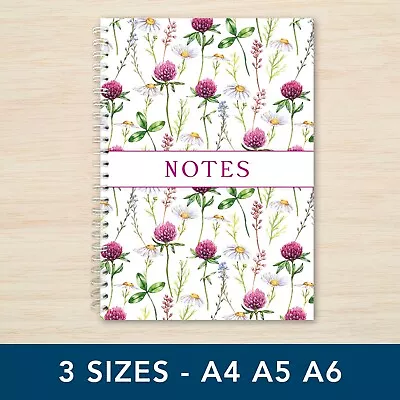 Floral Notebook A4 A5 A6 Handmade Spiral Notepad Plain Lined Journal Made In UK • £4.85