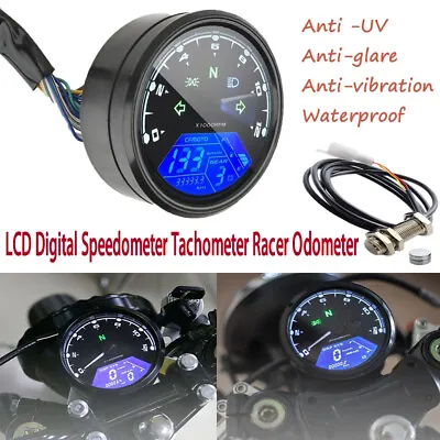 LCD Digital Universal Motorcycle Odometer Speedometer Tachometer 12000RPM Gauge • $34.99