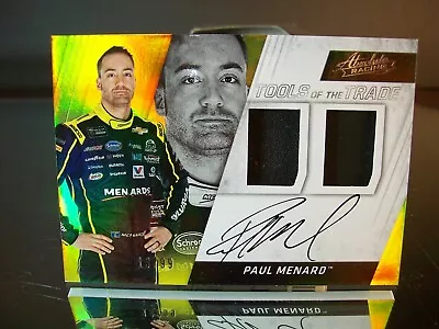 Paul Menard Panini Tools Of The Trade Race-Used Autographed 2017 Card #TTDS-PM • $6.99