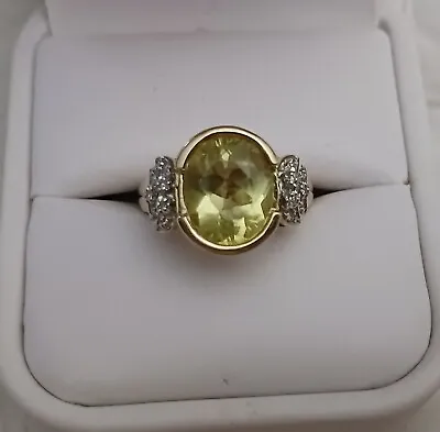 Laura Ramsey 14k Yg Ring Lemon Quartz Ring With Diamond Accents • $340