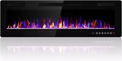 60 Inches Electric Fireplace Recessed And Wall Mounted Fireplace Heater And Lin • $341.99