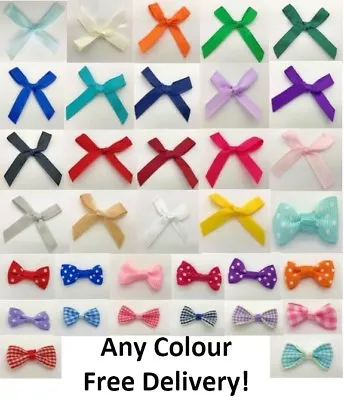 3cm Wide Pre-Tied Bows (From 7mm Satin Ribbon) Ideal For Crafts Weddings Gifts • £1.98