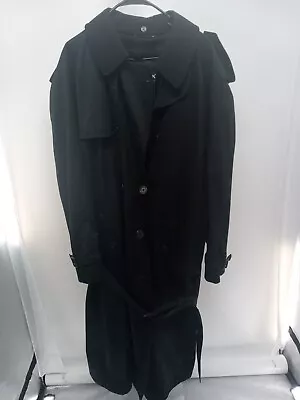 Chaps Ralph Lauren Pea Coat Mens Size 50 Long Black Trench Jacket Rain Repellent • $51