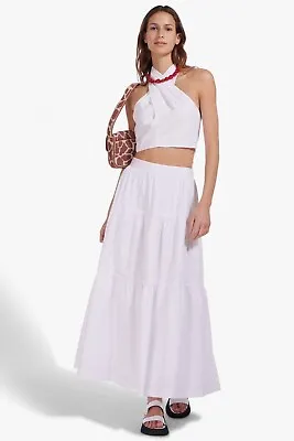$180 • Buy STAUD NWT Sea Skirt In White Cotton Maxi Tiered Size 12 $225.00