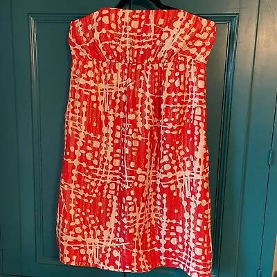 Anthropologie Shoshanna Strapless Dress Silk Bright Red Dress Sz 10 • $85