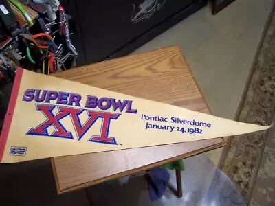 Vintage 1982 NFL Super Bowl 16 XVI 49ers Bengals 1981 Champs Full Size Pennant • $10