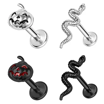 1 Pc Stainless Steel Labret Lip Stud Halloween Pumpkin Monroe Helix Ear Piercing • $10.07