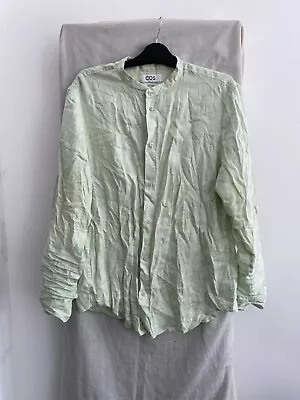 COS Light Green Grandad Collar 100% Hemp Long Sleeve Shirt Size EUR L • $31.08