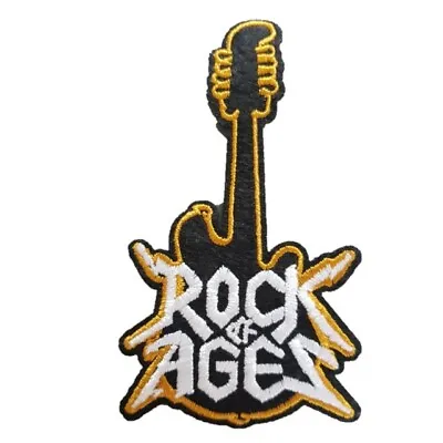 £2.79 • Buy Rock Of AGES Guitar Music Iron On Patch Sew On Embroidered Transfer Fancy Dress