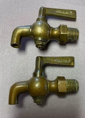 2 Vintage Crane  Brass Water Spigots  /faucets..1/4 ..architectural Salvage • $48