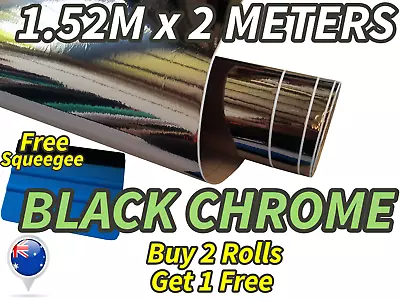 BLACK CHROME CAR VINYL WRAP 1.52M X 2M Film Sticker AIR RELEASE QUALITY • $44.97