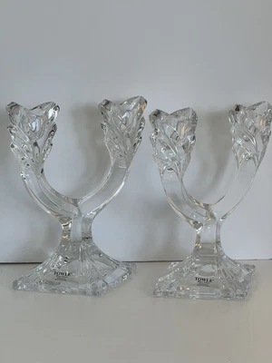 $43.85 • Buy Slovakia Crystal Candelabra TOWLE 7” Candle Holder Set Of (2) VTG MINT