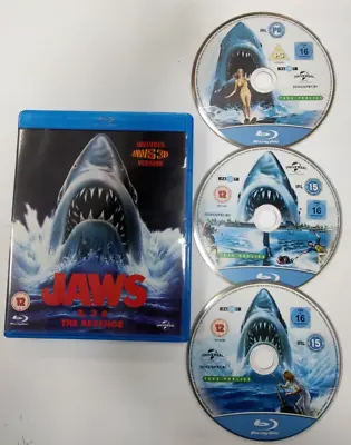 £21 • Buy Jaws Boxset Jaws 2, 3 & The Revenge, Also Includes Jaws 3D Version Blu-Ray