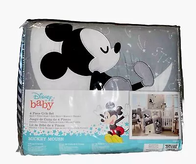 Lambs & Ivy Mickey Mouse 4 Piece Crib Bedding Set Gray 52 Inch X 28 Inch • $116.10