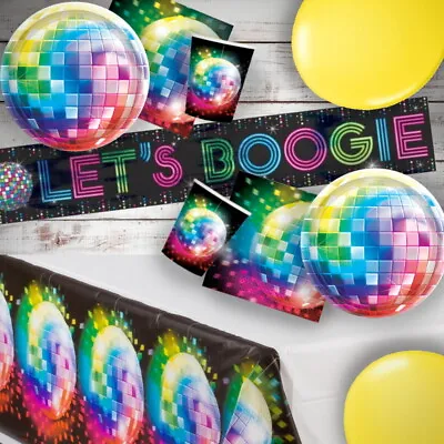 1970's Disco Ball Party Decorations Balloons Banner Supplies Tableware • £7.10