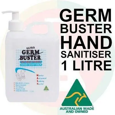 Hand Sanitiser 1 L Sanitizer Wash Germ Buster Australian Made 70% Alcohol Gel • $15.30
