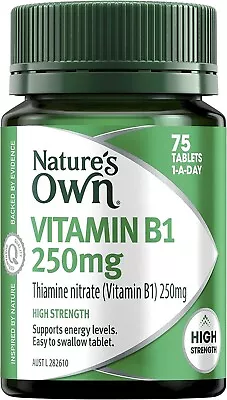 Nature's Own Vitamin B1 250mg 75 Tablets Energy Support High Strength Natures • $20.99