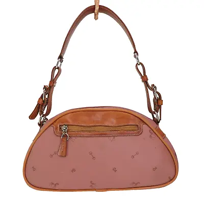 Petusco Handbag S Mauve Horse Print Canvas Leather Satchel Purse Shoulder Bag • $39.95