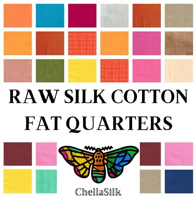 RAW SILK COTTON FAT QUARTER  48x53cm 19x 21  CRAFTING AND PATCHWORK 90 COLOURS • £5.99