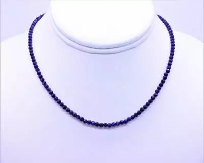 Faceted Lapis Lazuli AAA Grade Royal Blue Micro-Faceted Round Beaded Necklace • $91