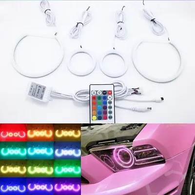 RGB Cotton LED Halo Ring For Ford Mustang 2010-14 Headlight Fog Light Angel Eyes • $49.99