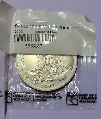 2002 BELIZE .999 SILVER GEM: $1 MAYAN KING ONZA 1 Oz. .999 SILVER FAST SHIPPING • $43.95