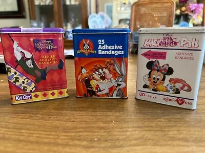 Vintage Disney Looney Tunes Band Aid Tins LOT OF THREE Minnie Mouse Bugs 1990s • $13.99