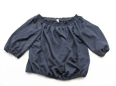 Veronica M Women's Pearl Smocked OTS 3/4 Sleeve Top LV5 Navy Size XL NWT • $13.50