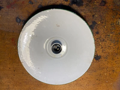 £10 • Buy Vintage French Green Enamel Coolie Industrial Pendant Lamp Shade