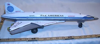 Pan American Supersonic Jet Aircraft Large Tin Battery Toy Daiya Japan • $149.99