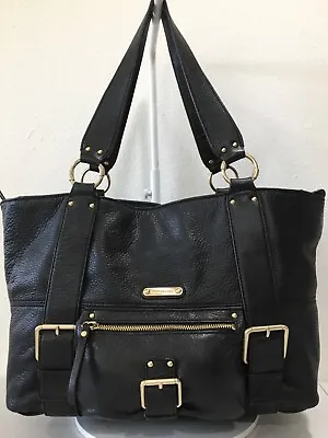 Michael Kors Austin Black Pebbled Leather Buckles Satchel Tote Shoulder Bag • $65