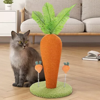 50/65cmTall Cat Scratching Post Carrot Shape Orange Scratcher Natural Sisal Rope • £15.95